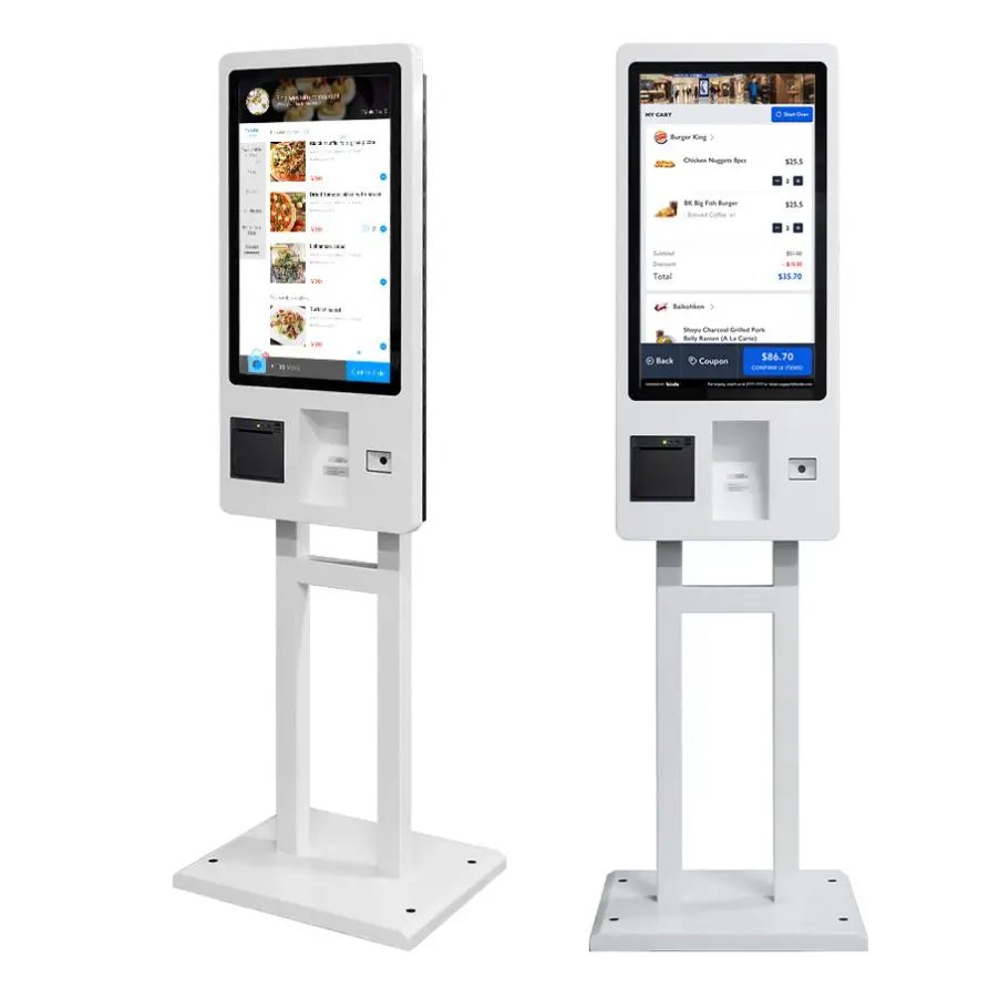 Floor-standing self-order kiosks with built-in receipt printer